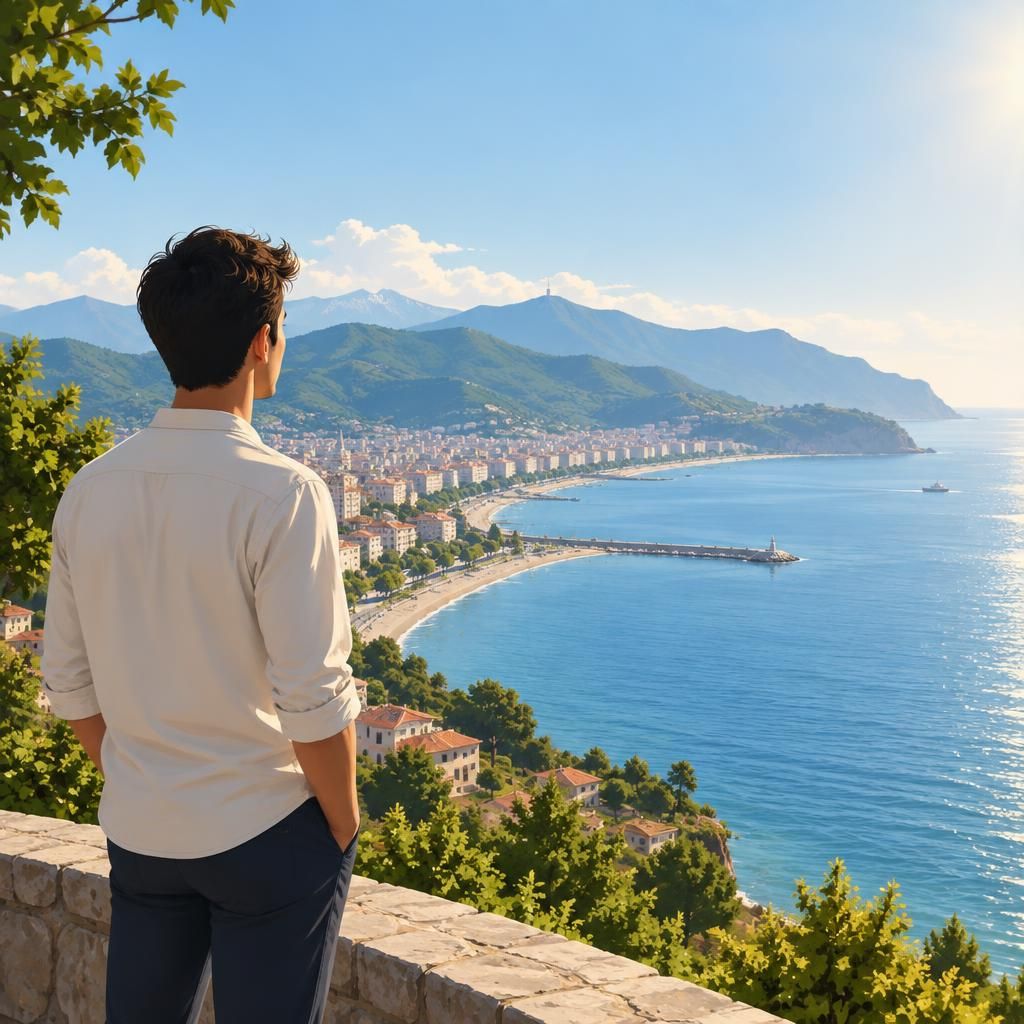 Ordu kıyılarında bir erkek silueti, rahat ve profesyonel bir rehberlik hissi veren illüstrasyon alt metni