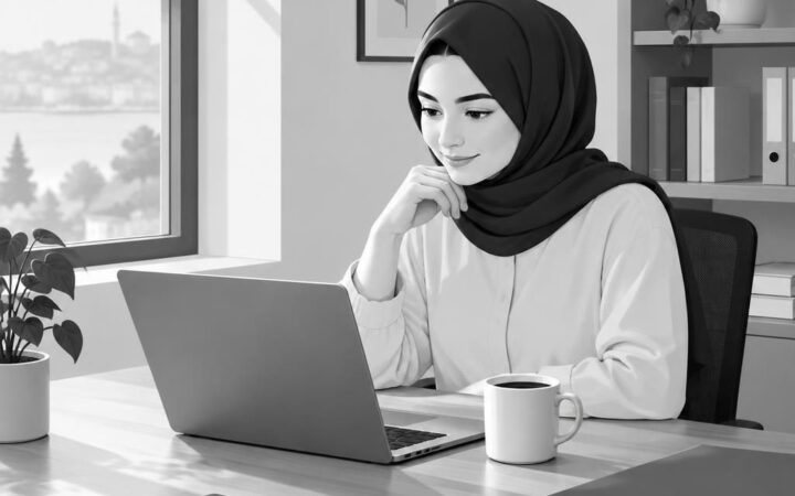 Şırnak bölgesinde Jigola için bilgilendirici bir illüstrasyon; sade ofis köşesi ve çalışma ortamı