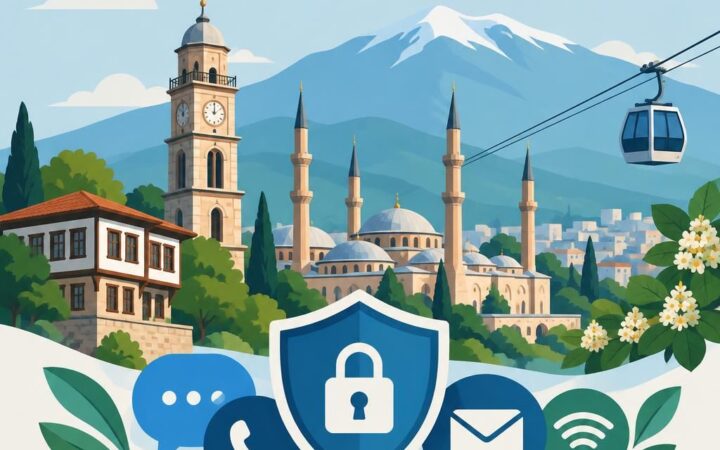 Bursa’da Jigola başvuru süreci için sade ve soyut illüstrasyon, iletişim ve güvenlik ikonlarıyla