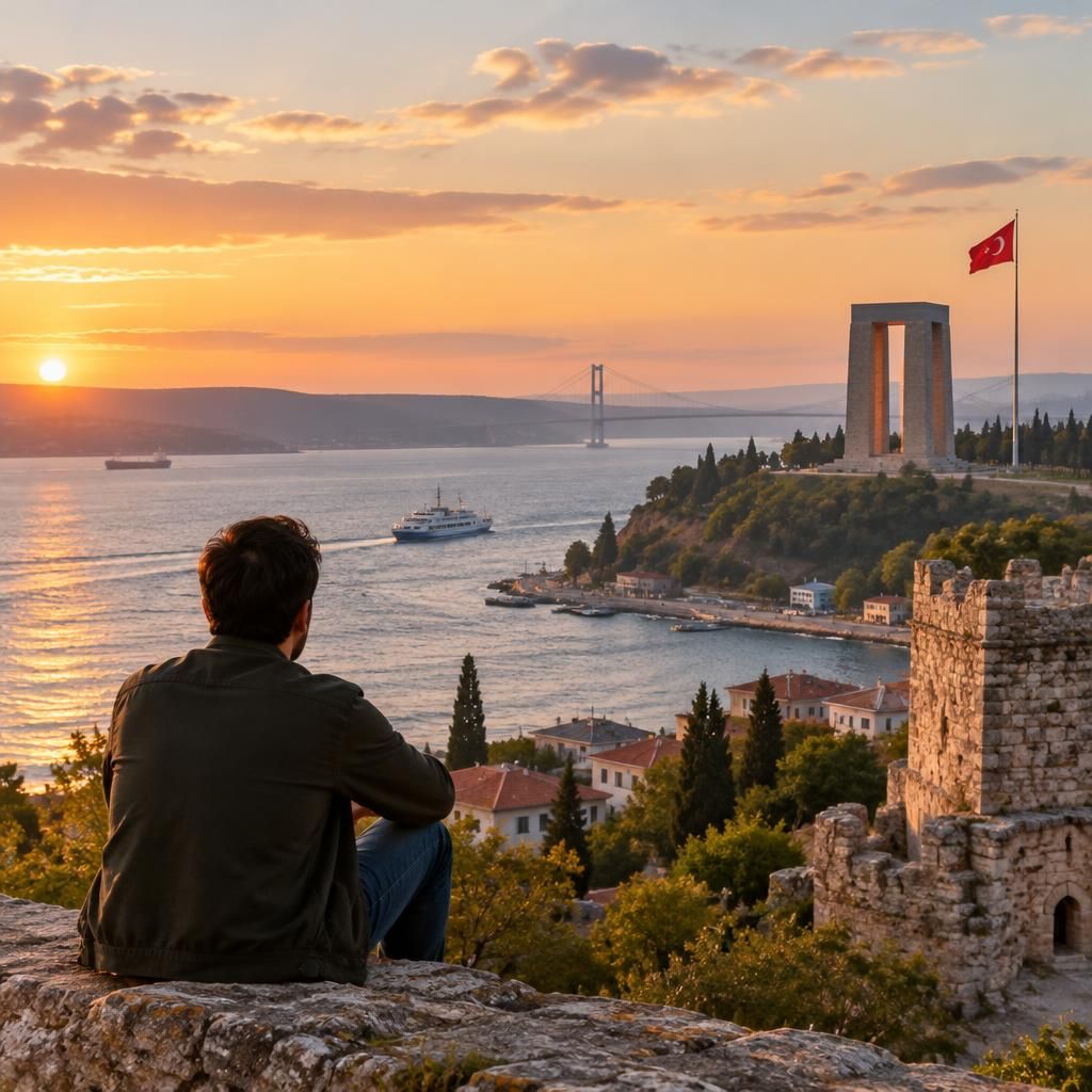 Çanakkale kent siluetiyle uyumlu, sade ve zarif bir görsel alt metni