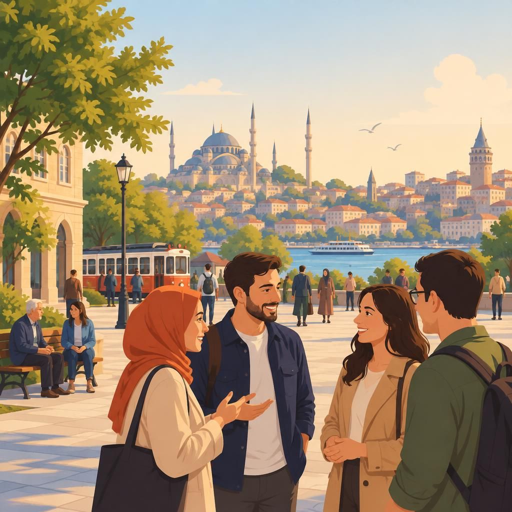 Elazığ şehrinde güvenli iletişim ve güvenli başvuru süreci simgeleyen sade illüstrasyon