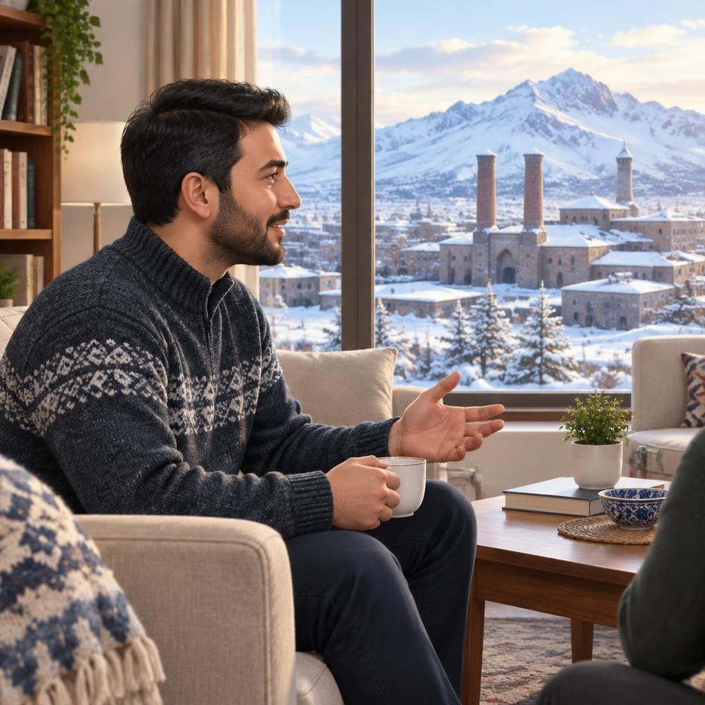 Erzurum’da jigolo başvuru sürecini anlatan sade bir illüstrasyon, profesyonel ve güven odaklı bir atmosfer.
