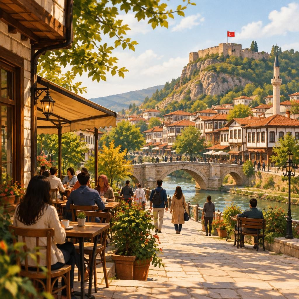 Kastamonu şehir merkezinde sade bir kafe manzarasıyla bilgilendirici bir rehber görseli.