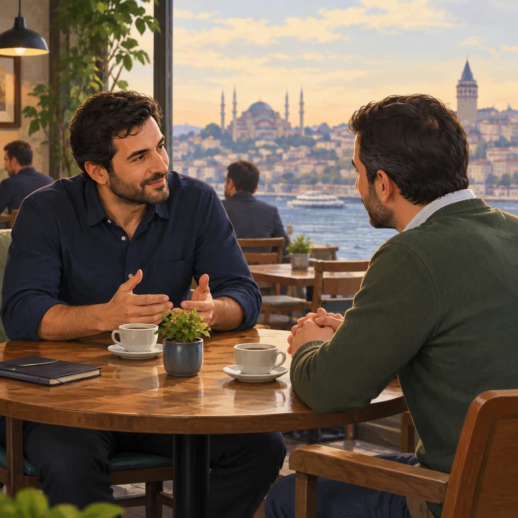 Kırklareli şehir siluetiyle güvenli iletişimi betimleyen sade illüstrasyon alt metni