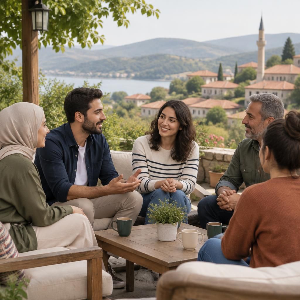 Kırşehir'de sade bir sohbet köşesi veya şehir silueti ile reel ve samimi bir görüntü
