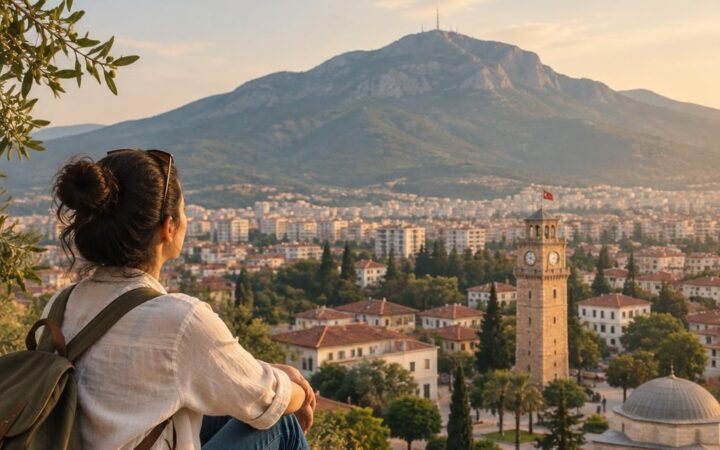 Manisa kent silueti ve sakin bir şehir manzarası